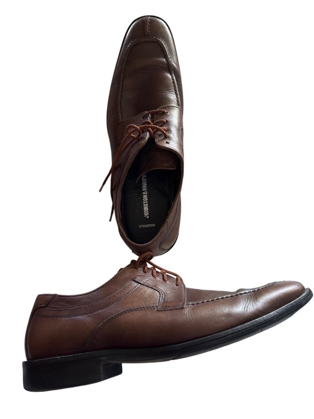 Johnston & Murphy Mens Brown Leather Oxford Shoes 11.5 M Made In India